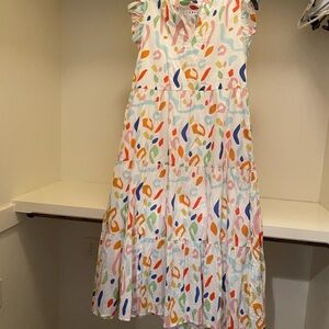 THML Orange and Blue Flutter Sleeve Sundress